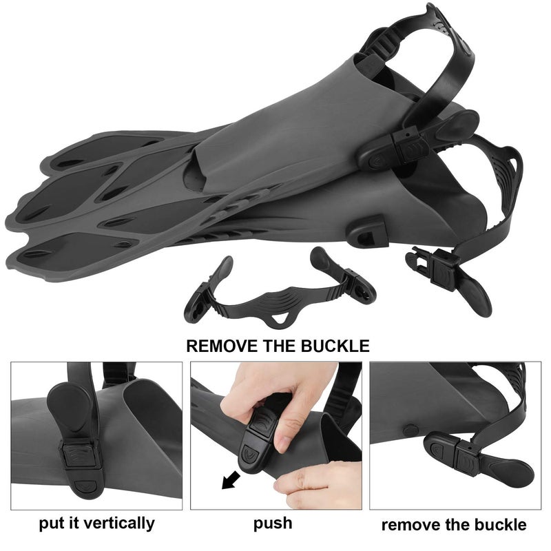 Oumers Snorkel Fins, Travel Size Adjustable Strap Diving Flippers with Mesh Bag and Extra Buckle Connector for Men Women Snorkeling Diving Swimming - Image 5